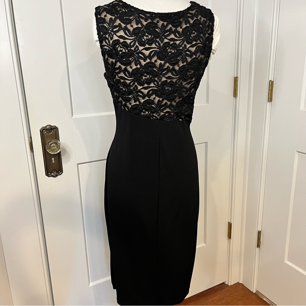 Women’s Enfocus Studio Knit Draped Blk Lace over Nude Bodice Sz 10